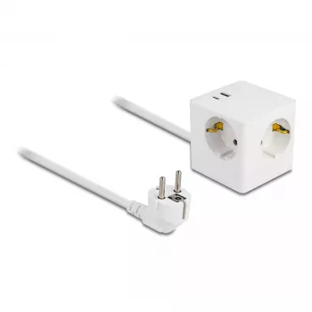 DeLOCK 11502 Stromverlängerung 1,5 m 3 AC-Steckdosen Innenbereich Weiß