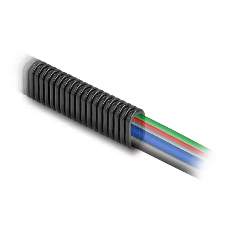 DELOCK Kunststoff-Flexibler-Oval-Kabelschutzschlauch 13,6 x 6,3 mm, 5 m, schwarz