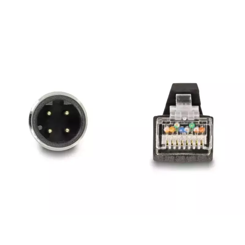 Netzwerkkabel DeLOCK M12 Kabel D-kodiert 4-polig Stecker auf RJ45 Stecker PUR (TPU) 2 m