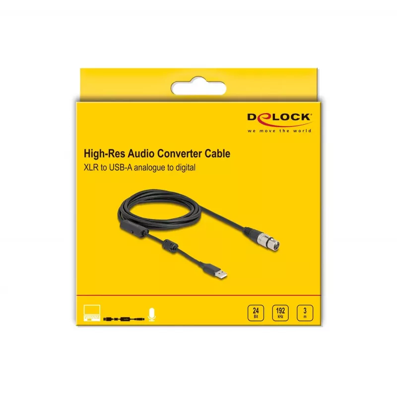 DeLOCK Audiokabel 3 m XLR 3-polig USB Typ-A Schwarz Silber 84178