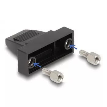 Kabeltülle DELOCK D-Sub-Gehäuse 9-polig für Flachkabel, Kunststoff, schwarz, 25×32×14 mm