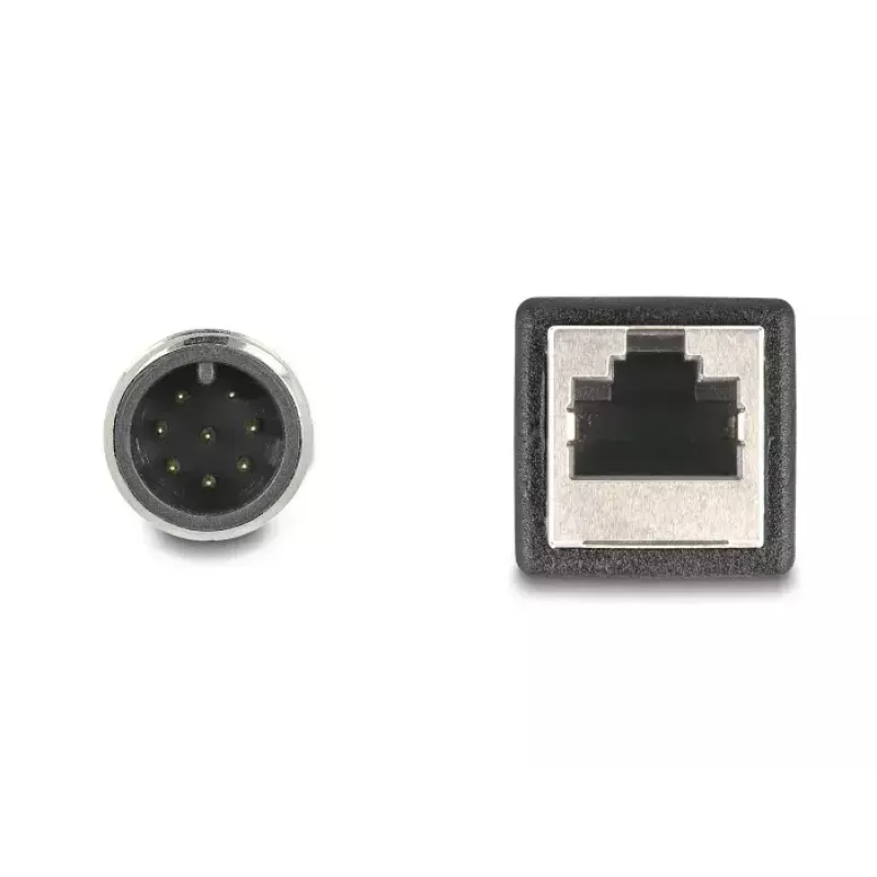 Netzwerkkabel DeLOCK M12-Kabel A-codiert 8-polig Stecker auf RJ45-Buchse Cat5e 0,5 m Schwarz