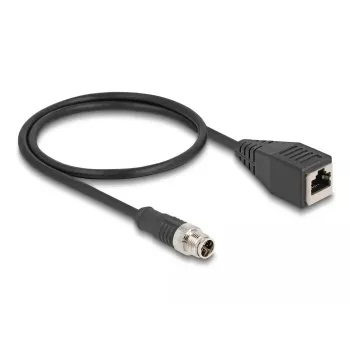 DeLOCK M12 Kabel X-codiert 8 Pin Stecker auf RJ45 Buchse Cat5e 0,5 m Schwarz