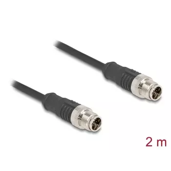 Netzwerkkabel DeLOCK M12 Kabel X-kodiert 8-polig Stecker auf Stecker Cat5e 2 m Schwarz
