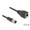 Industrielles Ethernet-Kabel DeLOCK M12 Kabel D-kodiert 4-polig Stecker auf RJ45 Buchse Cat5e 0,5m Schwarz