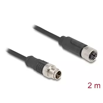Netzwerkkabel DeLOCK M12 Kabel X-codiert 8-polig Stecker auf Buchse Cat5e 2 m Schwarz