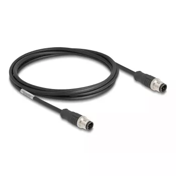 Netzwerkkabel DeLOCK M12 Kabel D-kodiert 4-polig Stecker auf Stecker Cat5e 2 m Schwarz