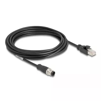 Netzwerkkabel DeLOCK M12 Kabel D-kodiert 4-polig Stecker auf RJ45 Stecker Cat5e 5 m Schwarz
