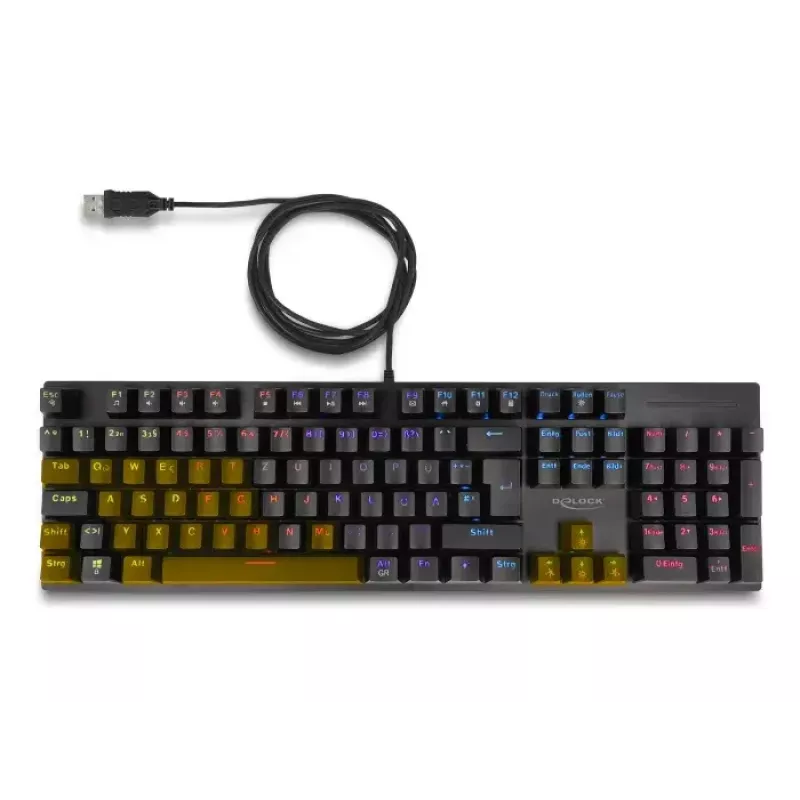 DeLOCK 12115 Gaming-Tastatur USB QWERTZ Deutsch Schwarz Mechanisch RGB