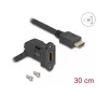 DeLOCK HDMI Panel Mount Buchse 45° abgewinkelt auf HDMI Stecker 30 cm Kabel 8K 60 Hz schwarz