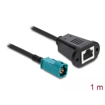 Koaxialkabel DELOCK 90699 mit HSD-Z- auf RJ-45-Steckverbinder, 1 m, schwarz/blau