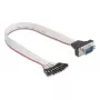 Flachband-RS-232-Kabel DELOCK 9-poliger Buchsenstecker auf D-Sub 9-polig Stecker mit Muttern, 30 cm, schwarz/grau