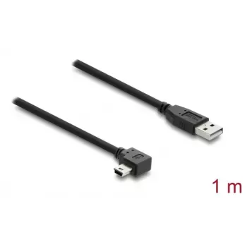 USB 2.0 Kabel DELOCK Typ-A (Stecker) auf Mini-USB B (Stecker) abgewinkelt, 1 m, schwarz