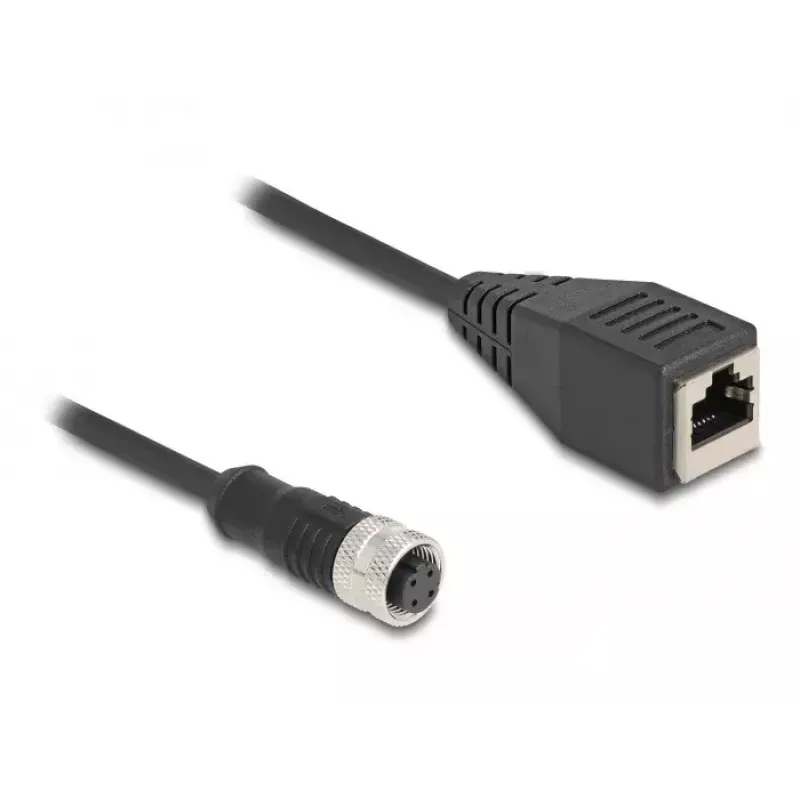 DeLOCK M12 Adapterkabel D-kodiert 4-polig Buchse auf RJ45 Buchse 50 cm