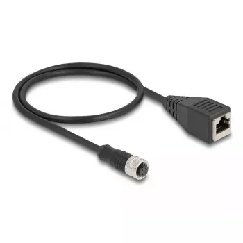 DeLOCK M12 Adapterkabel D-kodiert 4-polig Buchse auf RJ45 Buchse 50 cm