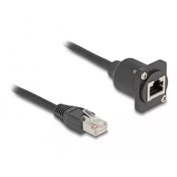DeLOCK D-Type RJ45 Kabelstecker auf Buchse Cat.5e schwarz 20 cm