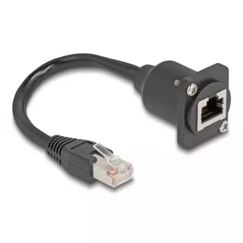 DeLOCK D-Type RJ45 Kabelstecker auf Buchse Cat.5e schwarz 20 cm