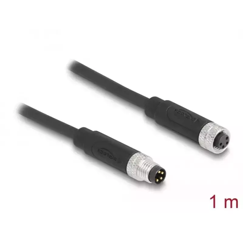 DeLOCK M8 4-poliges Kabel A-kodiert Stecker auf Buchse PUR TPU 1 m