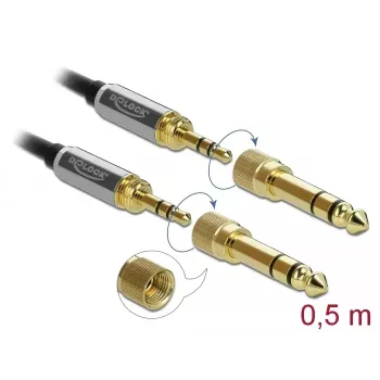 Audiokabel DeLOCK 85784 0,5 m 3,5 mm Schwarz Grau