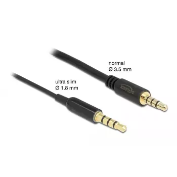 Audio-Verlängerungskabel DeLOCK 66074 3,5 mm 4-polig Stecker auf Buchse Ultra schlank 0,5 m schwarz