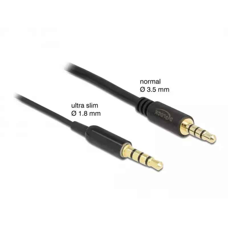 Audio-Verlängerungskabel DeLOCK 66074 3,5 mm 4-polig Stecker auf Buchse Ultra schlank 0,5 m schwarz