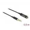 Audio-Verlängerungskabel DeLOCK 66074 3,5 mm 4-polig Stecker auf Buchse Ultra schlank 0,5 m schwarz