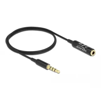 Audio-Verlängerungskabel DeLOCK 66074 3,5 mm 4-polig Stecker auf Buchse Ultra schlank 0,5 m schwarz