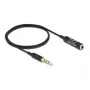 Audio-Verlängerungskabel DeLOCK 66074 3,5 mm 4-polig Stecker auf Buchse Ultra schlank 0,5 m schwarz