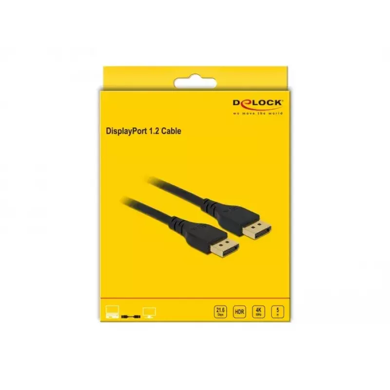 DisplayPort-Kabel DeLOCK 85912 4K 60 Hz 5 m ohne Verriegelung