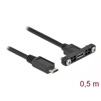 DeLOCK Kabel USB 2.0 Micro-B Buchse Panelmontage auf USB 2.0 Micro-B Stecker 0,5 m