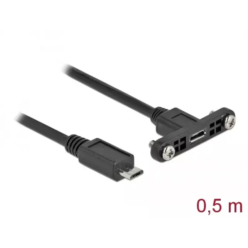 DeLOCK Kabel USB 2.0 Micro-B Buchse Panelmontage auf USB 2.0 Micro-B Stecker 0,5 m
