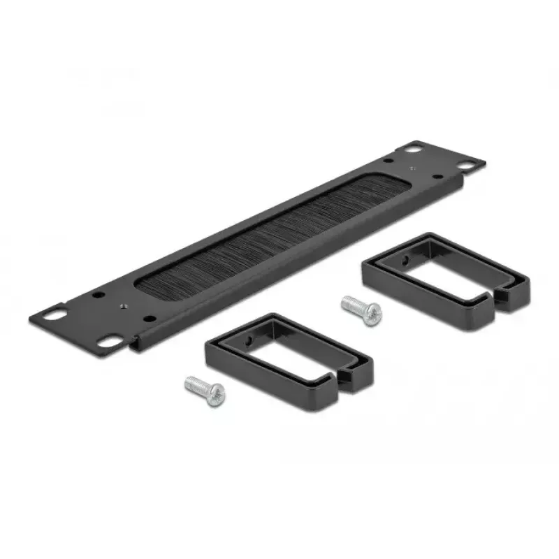 Bürstenpanel DeLOCK 10 Zoll Kabelmanagement-Bürstenleiste mit 2 Haken 1U schwarz