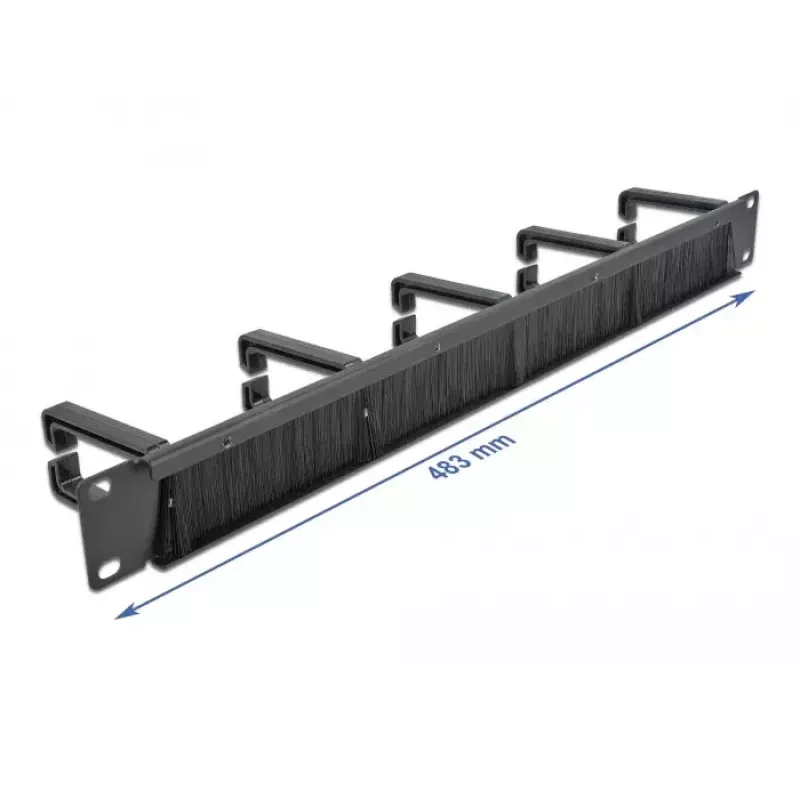 Bürstenpanel DeLOCK 19 Zoll Kabelmanagement-Bürstenleiste mit 5 Haken 1U schwarz