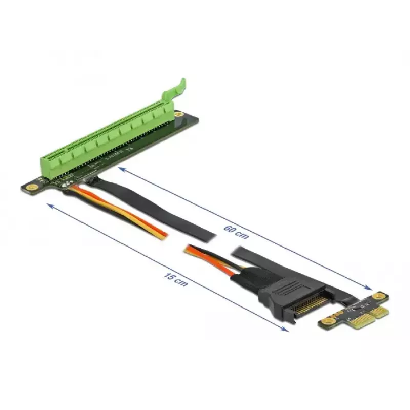 Riser Card DeLOCK PCI Express x1 auf x16 mit flexiblem Kabel 80 cm