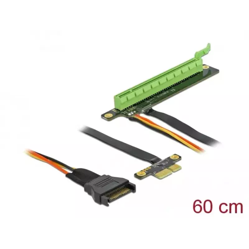 Riser Card DeLOCK PCI Express x1 auf x16 mit flexiblem Kabel 80 cm