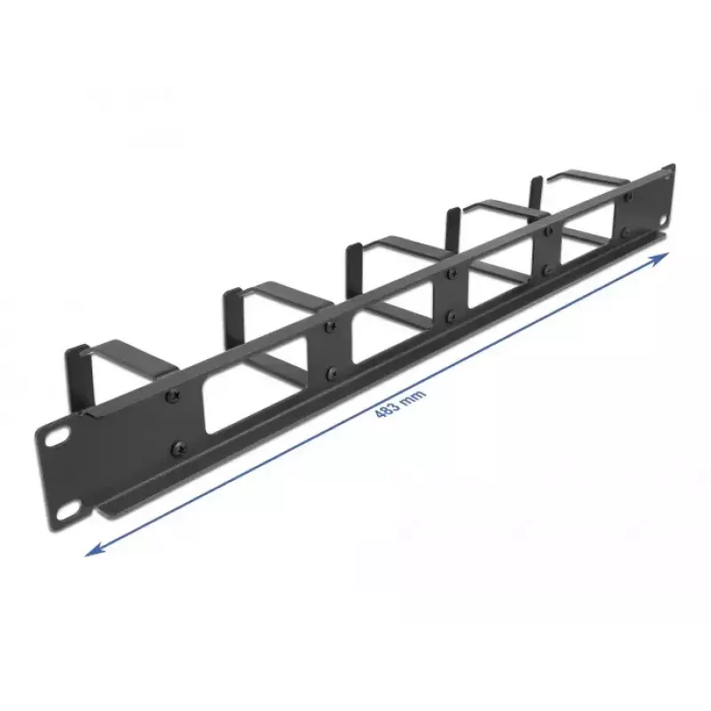 Kabelmanagement-Panel DeLOCK 19 Zoll 66659 schwarz 1U mit 4 Öffnungen und 5 Haken