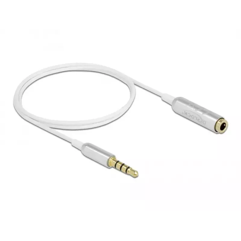 Audio-Verlängerungskabel DeLOCK 66072 3,5 mm Stecker auf Buchse Ultra schlank 0,5 m Weiß