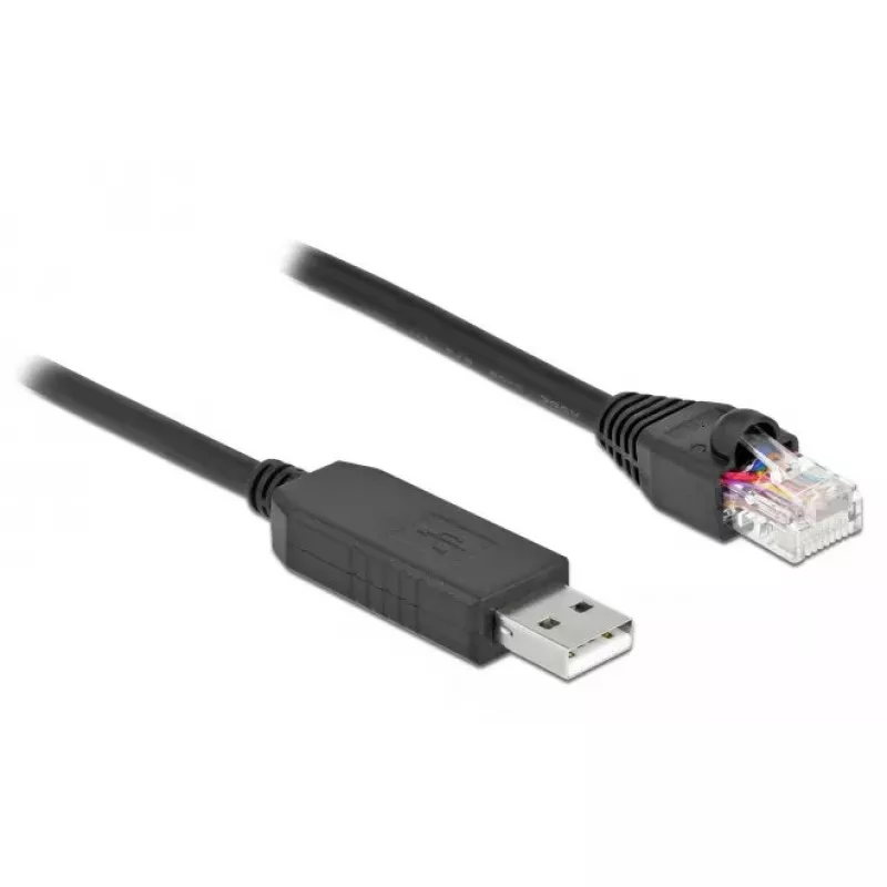 Serielles Verbindungskabel DeLOCK 64161 USB 2.0 Typ-A auf RS-232 RJ45 2m Schwarz