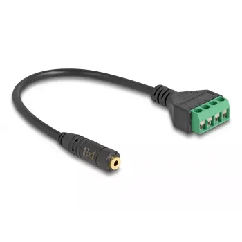 Audiokabel DeLOCK 66294 0,2m 2,5mm Buchse auf Terminal Stecker Schwarz