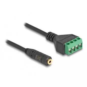 Audiokabel DeLOCK 66294 0,2m 2,5mm Buchse auf Terminal Stecker Schwarz