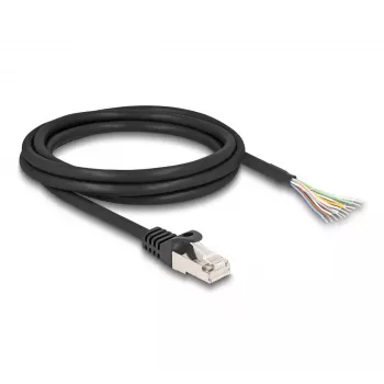 DeLOCK Kabel RJ50 Stecker auf offene Litzenenden S/FTP 2 m schwarz