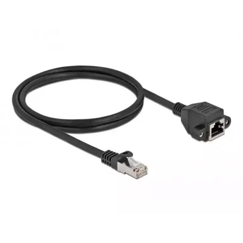 Netzwerk-Verlängerungskabel DeLOCK S/FTP RJ45-Stecker auf RJ45-Buchse Cat.6A 1 m schwarz 87001