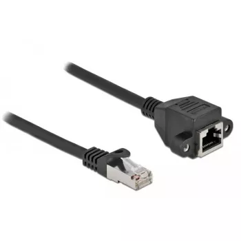 Netzwerk-Verlängerungskabel DeLOCK S/FTP RJ45-Stecker auf RJ45-Buchse Cat.6A 1 m schwarz 87001