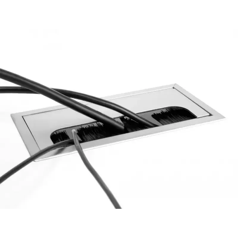 Schreibtisch-Kabeldurchlass DELOCK 66863, silber, 80×300×28 mm, 1 Stück