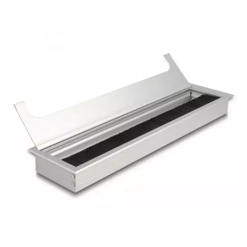 Schreibtisch-Kabeldurchlass DELOCK 66863, silber, 80×300×28 mm, 1 Stück