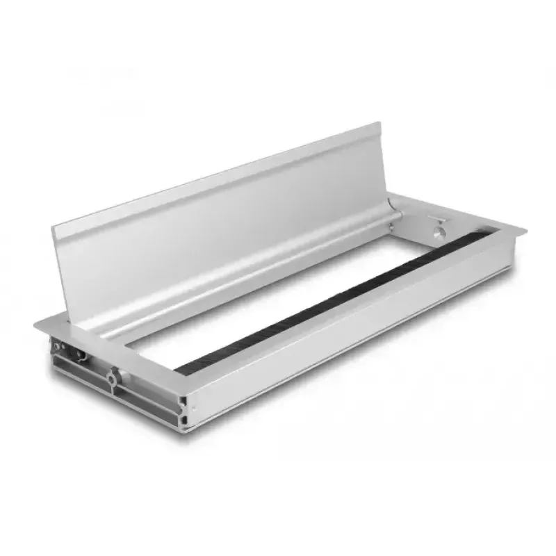 Kabeldurchlass DELOCK 66864 für Schreibtisch, silber, 120×300×28 mm