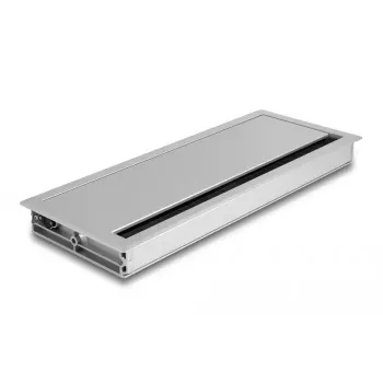 Kabeldurchlass DELOCK 66864 für Schreibtisch, silber, 120×300×28 mm
