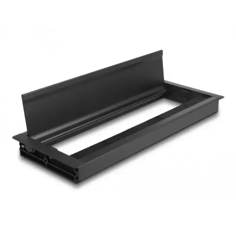 DeLOCK Kabeldurchführung für Tischmontage mit Bürste 300 x 120 x 28 mm schwarz