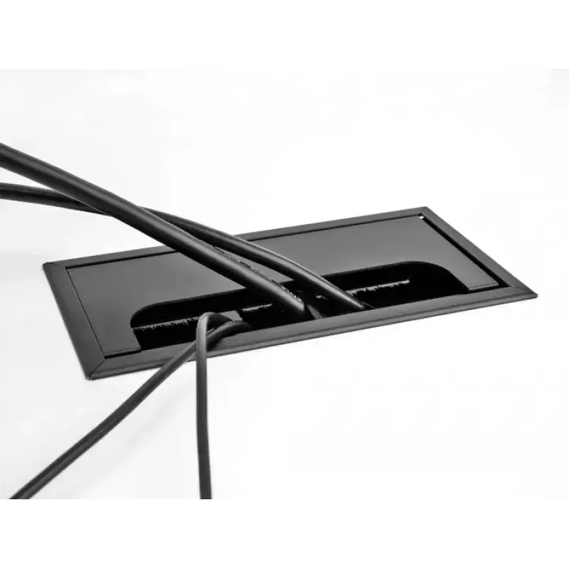 DeLOCK Kabeldurchführung für Tischmontage mit Bürste 300 x 120 x 28 mm schwarz