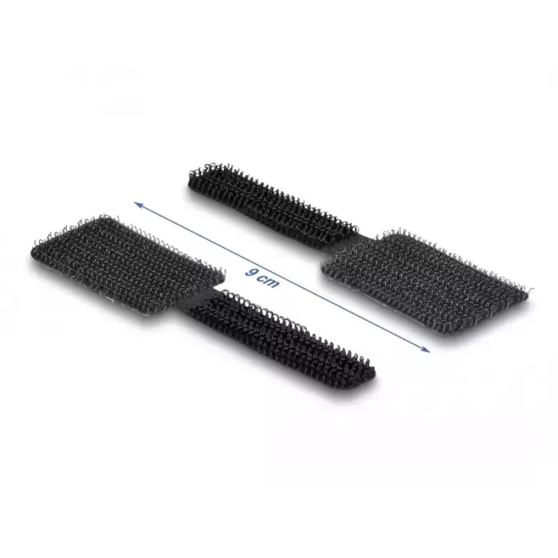 DeLOCK Mini-Klett-Kabelhalter 90 mm x 24 mm selbstklebend 10 Stück schwarz